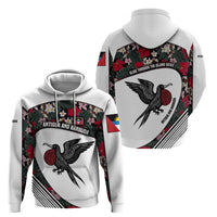 Antigua and Barbuda Hummingbird Zip Hoodie with Tribal Bird and Tropical Floral Design with Island Flag - Wonder Print Shop