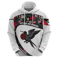Antigua and Barbuda Hummingbird Zip Hoodie with Tribal Bird and Tropical Floral Design with Island Flag - Wonder Print Shop