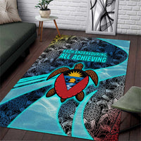 Antigua and Barbuda Sea Turtle Area Rug with Tribal Mandala Design with Ocean Waves and National Flag - Wonder Print Shop