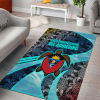 Antigua and Barbuda Sea Turtle Area Rug with Tribal Mandala Design with Ocean Waves and National Flag - Wonder Print Shop
