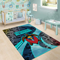 Antigua and Barbuda Sea Turtle Area Rug with Tribal Mandala Design with Ocean Waves and National Flag - Wonder Print Shop