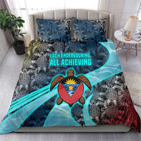 Antigua and Barbuda Sea Turtle Bedding Set with Tribal Mandala Design with Ocean Waves and National Flag - Wonder Print Shop