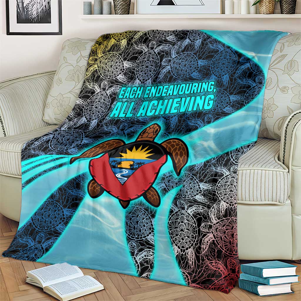 Antigua and Barbuda Sea Turtle Blanket with Tribal Mandala Design with Ocean Waves and National Flag - Wonder Print Shop