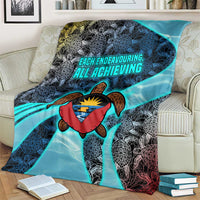 Antigua and Barbuda Sea Turtle Blanket with Tribal Mandala Design with Ocean Waves and National Flag - Wonder Print Shop