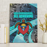 Antigua and Barbuda Sea Turtle Canvas Wall Art with Tribal Mandala Design with Ocean Waves and National Flag - Wonder Print Shop