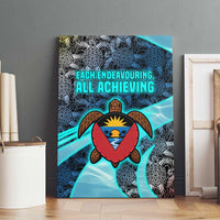 Antigua and Barbuda Sea Turtle Canvas Wall Art with Tribal Mandala Design with Ocean Waves and National Flag - Wonder Print Shop