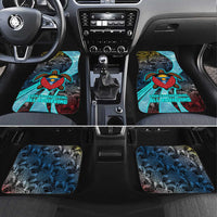 Antigua and Barbuda Sea Turtle Car Mats with Tribal Mandala Design with Ocean Waves and National Flag - Wonder Print Shop