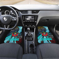 Antigua and Barbuda Sea Turtle Car Mats with Tribal Mandala Design with Ocean Waves and National Flag - Wonder Print Shop