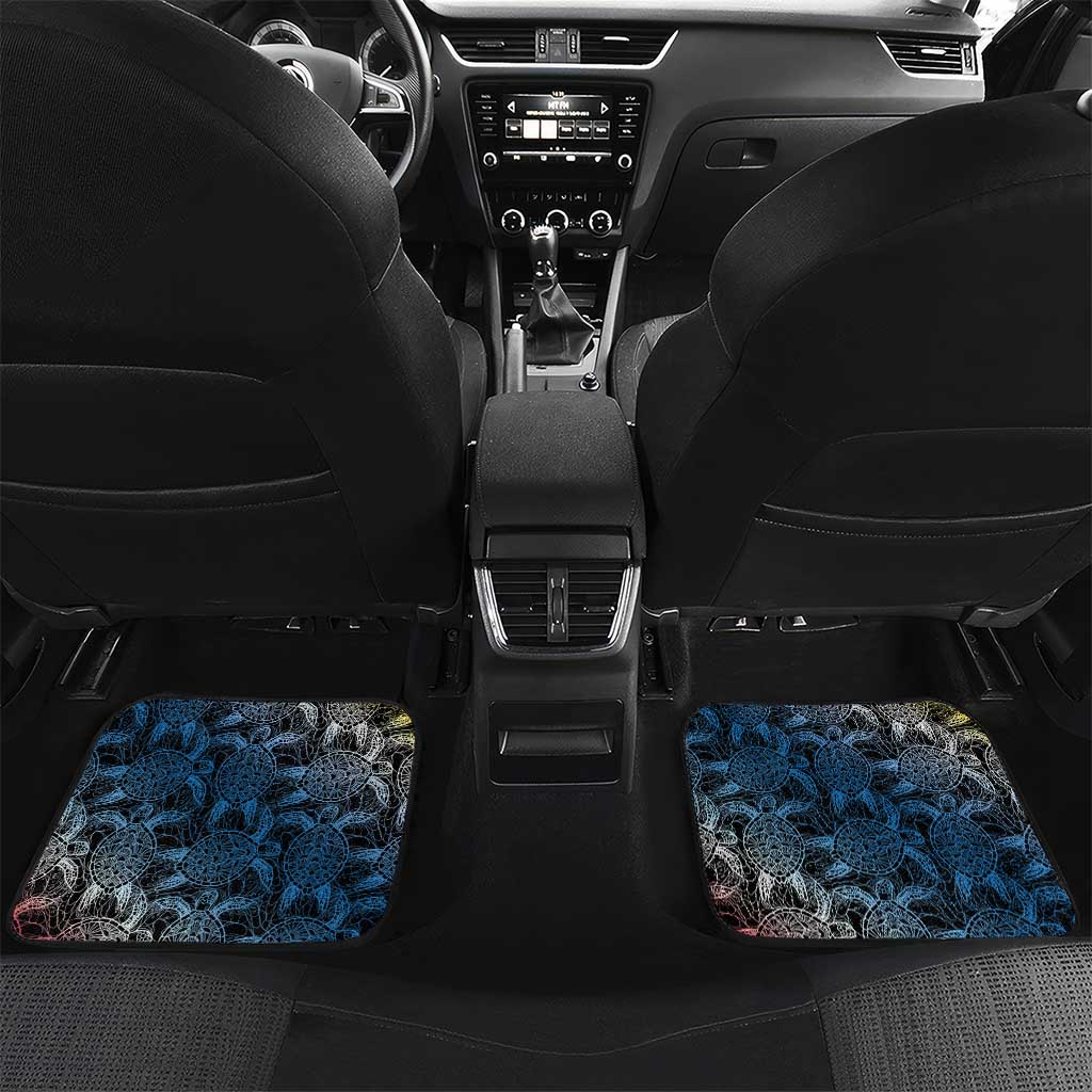 Antigua and Barbuda Sea Turtle Car Mats with Tribal Mandala Design with Ocean Waves and National Flag - Wonder Print Shop