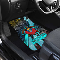 Antigua and Barbuda Sea Turtle Car Mats with Tribal Mandala Design with Ocean Waves and National Flag - Wonder Print Shop