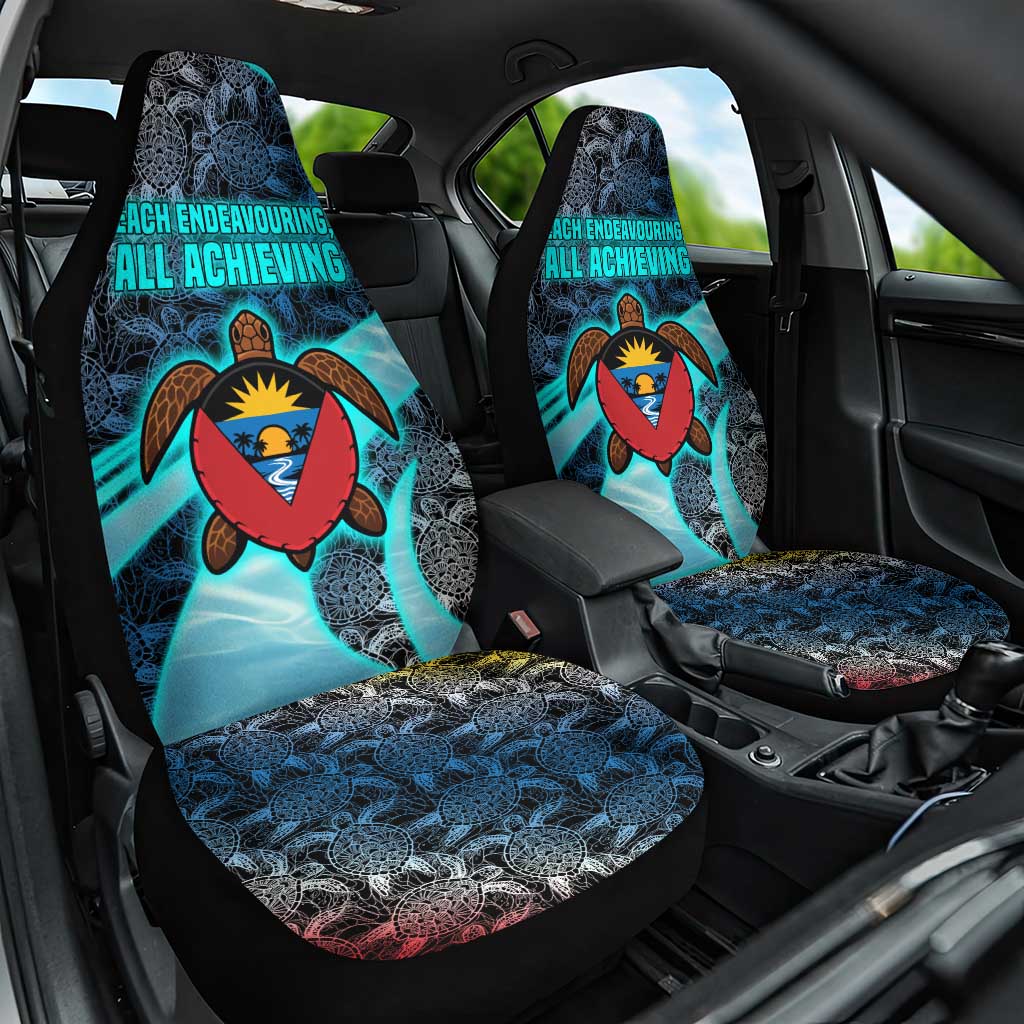 Antigua and Barbuda Sea Turtle Car Seat Cover with Tribal Mandala Design with Ocean Waves and National Flag - Wonder Print Shop