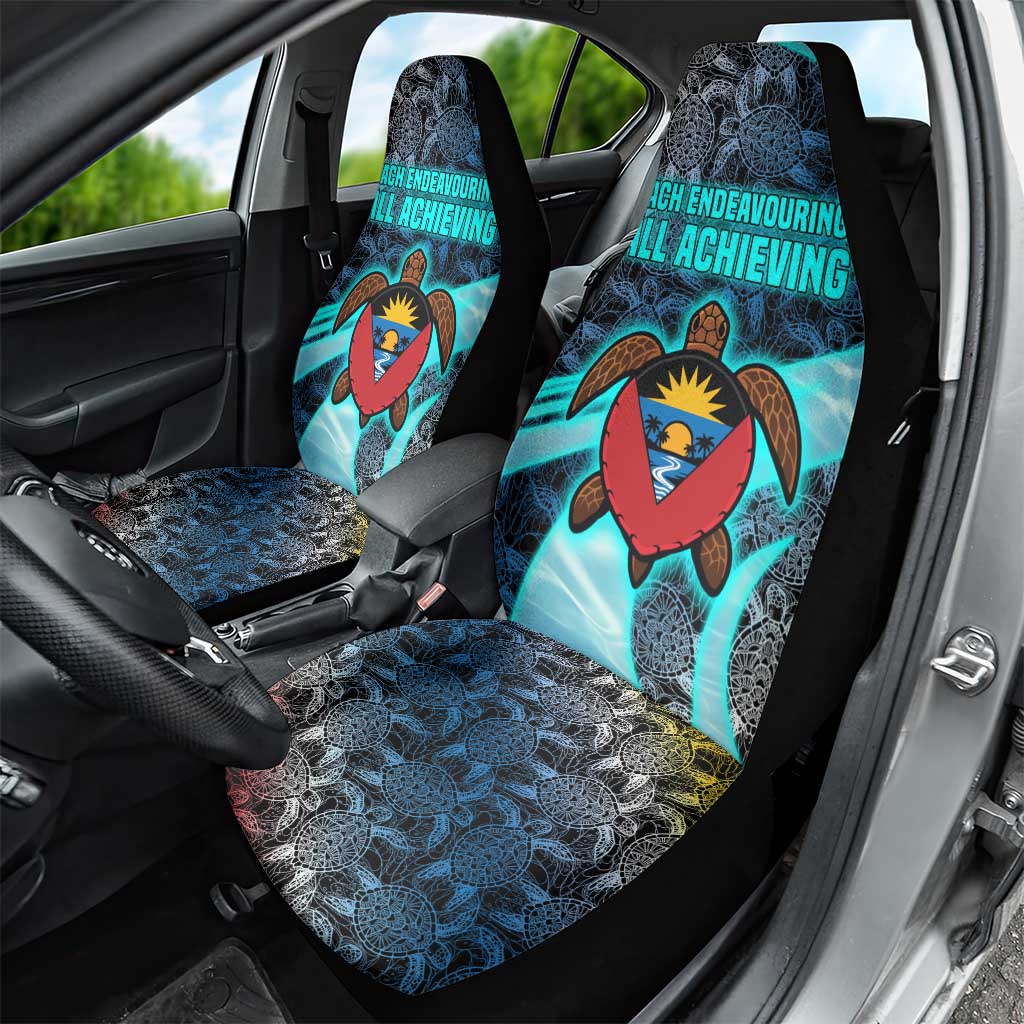 Antigua and Barbuda Sea Turtle Car Seat Cover with Tribal Mandala Design with Ocean Waves and National Flag - Wonder Print Shop