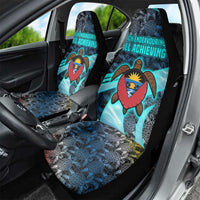Antigua and Barbuda Sea Turtle Car Seat Cover with Tribal Mandala Design with Ocean Waves and National Flag - Wonder Print Shop