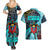 Antigua and Barbuda Sea Turtle Couples Matching Summer Maxi Dress and Hawaiian Shirt with Tribal Mandala Design with Ocean Waves and National Flag - Wonder Print Shop