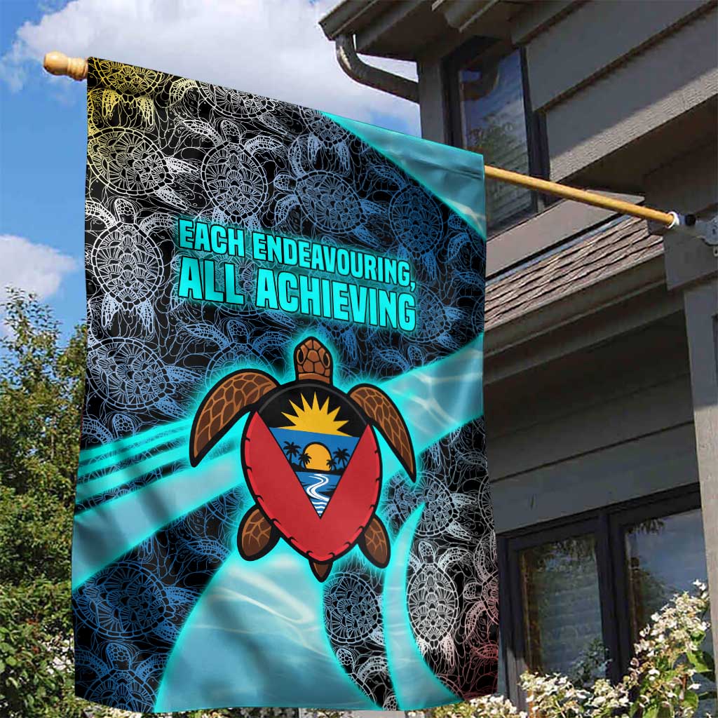 Antigua and Barbuda Sea Turtle Garden Flag with Tribal Mandala Design with Ocean Waves and National Flag - Wonder Print Shop