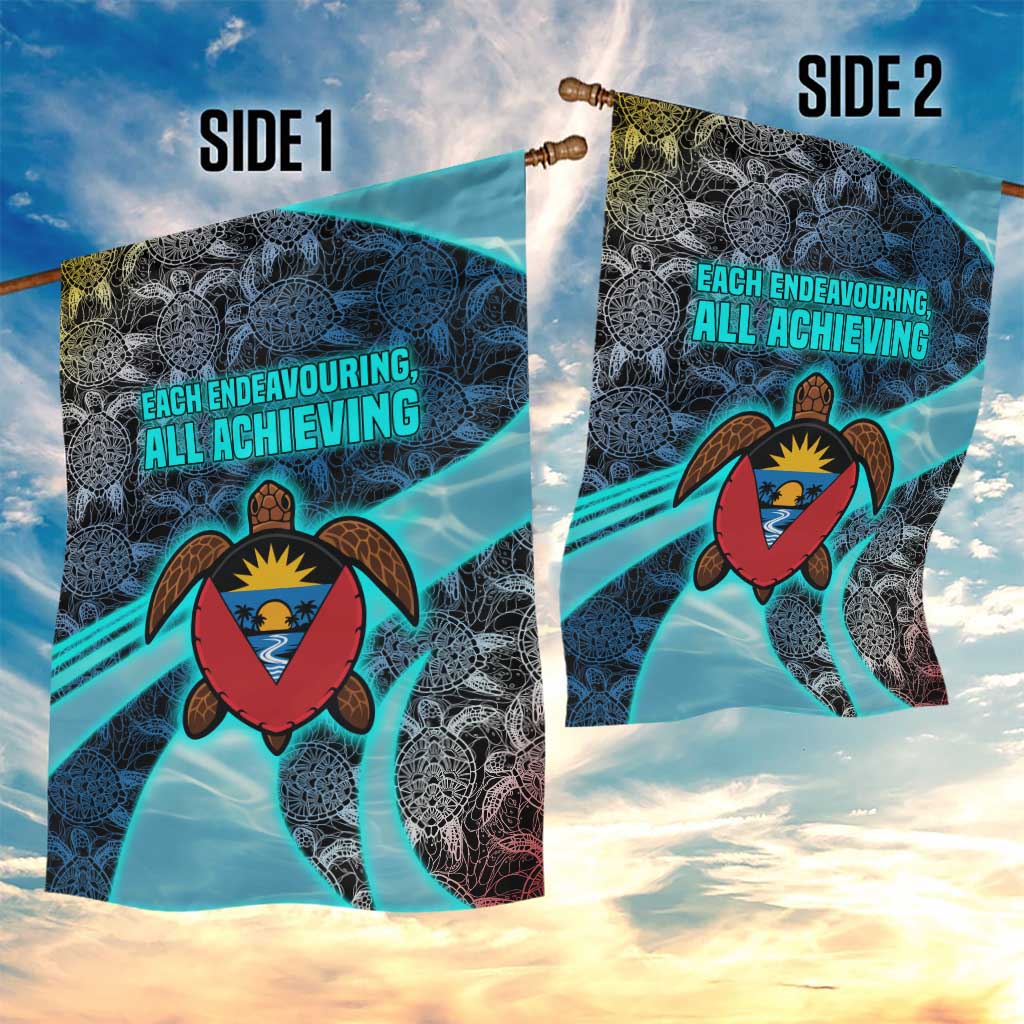 Antigua and Barbuda Sea Turtle Garden Flag with Tribal Mandala Design with Ocean Waves and National Flag - Wonder Print Shop