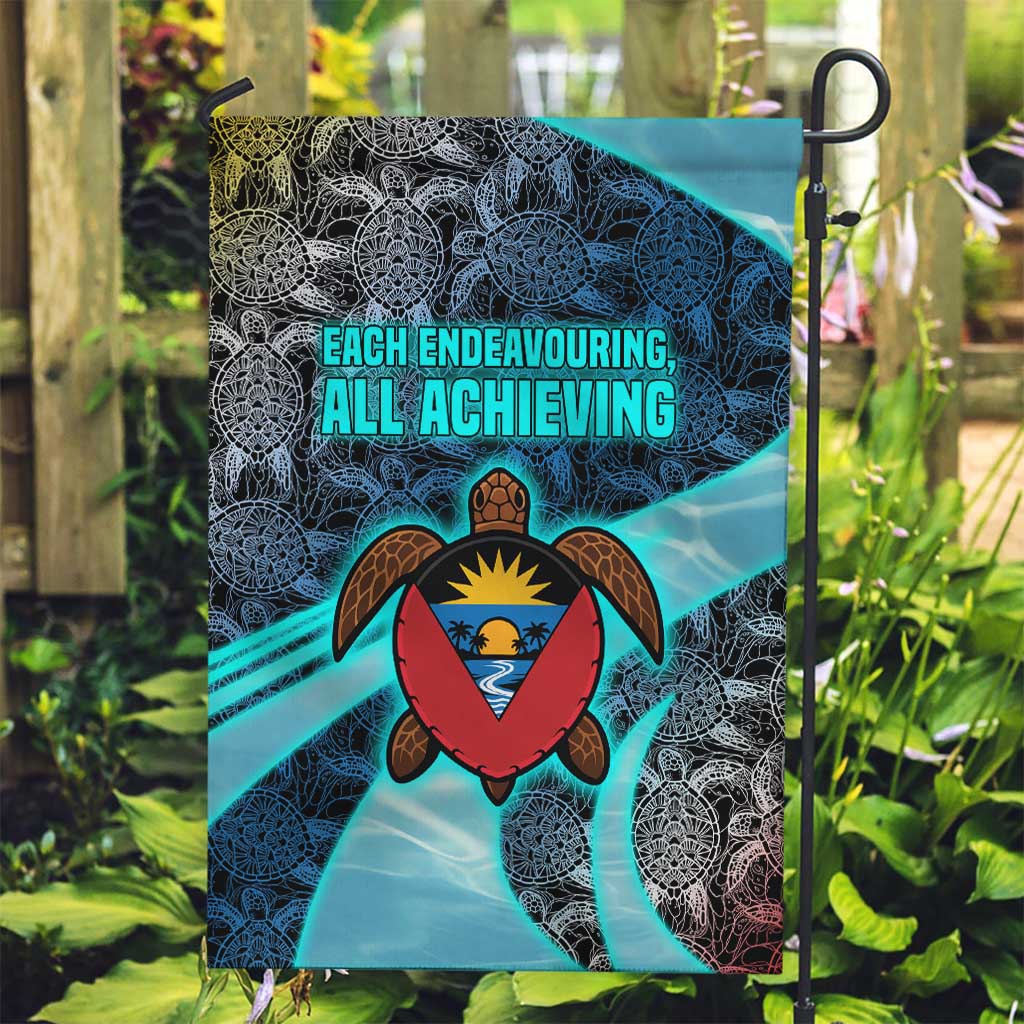 Antigua and Barbuda Sea Turtle Garden Flag with Tribal Mandala Design with Ocean Waves and National Flag - Wonder Print Shop