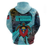 Antigua and Barbuda Sea Turtle Hoodie with Tribal Mandala Design with Ocean Waves and National Flag - Wonder Print Shop