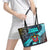 Antigua and Barbuda Sea Turtle Leather Tote Bag with Tribal Mandala Design with Ocean Waves and National Flag - Wonder Print Shop