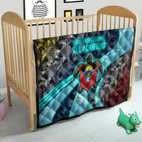 Antigua and Barbuda Sea Turtle Quilt with Tribal Mandala Design with Ocean Waves and National Flag - Wonder Print Shop