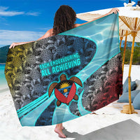 Antigua and Barbuda Sea Turtle Sarong with Tribal Mandala Design with Ocean Waves and National Flag - Wonder Print Shop