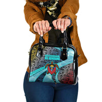 Antigua and Barbuda Sea Turtle Shoulder Handbag with Tribal Mandala Design with Ocean Waves and National Flag - Wonder Print Shop