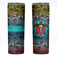 Antigua and Barbuda Sea Turtle Skinny Tumbler with Tribal Mandala Design with Ocean Waves and National Flag - Wonder Print Shop
