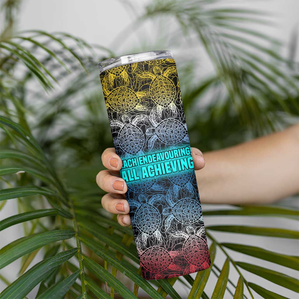 Antigua and Barbuda Sea Turtle Skinny Tumbler with Tribal Mandala Design with Ocean Waves and National Flag - Wonder Print Shop