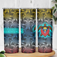 Antigua and Barbuda Sea Turtle Skinny Tumbler with Tribal Mandala Design with Ocean Waves and National Flag - Wonder Print Shop