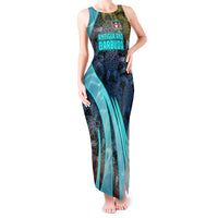 Antigua and Barbuda Sea Turtle Tank Maxi Dress with Tribal Mandala Design with Ocean Waves and National Flag - Wonder Print Shop