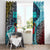 Antigua and Barbuda Sea Turtle Window Curtain with Tribal Mandala Design with Ocean Waves and National Flag - Wonder Print Shop
