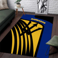 Barbados Flag and Coat of Arms Area Rug Blue Yellow Black Design with National Symbols - Wonder Print Shop