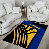 Barbados Flag and Coat of Arms Area Rug Blue Yellow Black Design with National Symbols - Wonder Print Shop