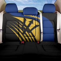 Barbados Flag and Coat of Arms Back Car Seat Cover Blue Yellow Black Design with National Symbols - Wonder Print Shop