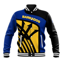 Barbados Flag and Coat of Arms Baseball Jacket Blue Yellow Black Design with National Symbols - Wonder Print Shop
