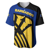 Barbados Flag and Coat of Arms Baseball Jersey Blue Yellow Black Design with National Symbols - Wonder Print Shop