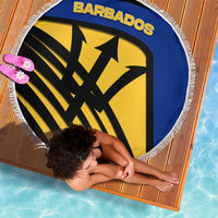 Barbados Flag and Coat of Arms Beach Blanket Blue Yellow Black Design with National Symbols - Wonder Print Shop