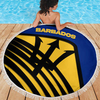 Barbados Flag and Coat of Arms Beach Blanket Blue Yellow Black Design with National Symbols - Wonder Print Shop