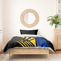 Barbados Flag and Coat of Arms Bedding Set Blue Yellow Black Design with National Symbols - Wonder Print Shop