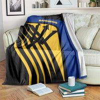Barbados Flag and Coat of Arms Blanket Blue Yellow Black Design with National Symbols - Wonder Print Shop