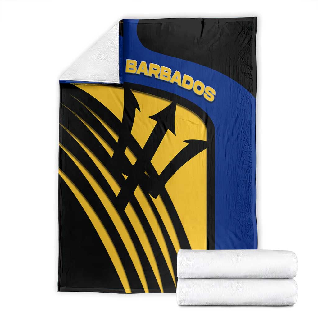 Barbados Flag and Coat of Arms Blanket Blue Yellow Black Design with National Symbols - Wonder Print Shop