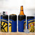 Barbados Flag and Coat of Arms 4 in 1 Can Cooler Tumbler Blue Yellow Black Design with National Symbols - Wonder Print Shop