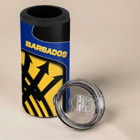 Barbados Flag and Coat of Arms 4 in 1 Can Cooler Tumbler Blue Yellow Black Design with National Symbols - Wonder Print Shop