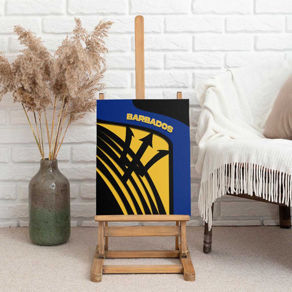Barbados Flag and Coat of Arms Canvas Wall Art Blue Yellow Black Design with National Symbols - Wonder Print Shop