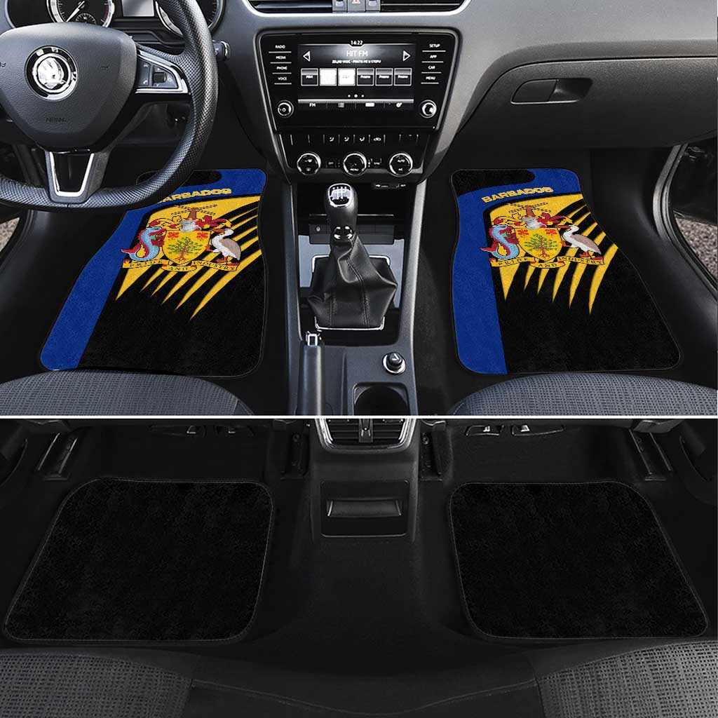 Barbados Flag and Coat of Arms Car Mats Blue Yellow Black Design with National Symbols - Wonder Print Shop