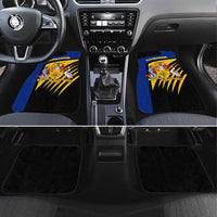 Barbados Flag and Coat of Arms Car Mats Blue Yellow Black Design with National Symbols - Wonder Print Shop