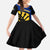 Barbados Flag and Coat of Arms Family Matching Off Shoulder Maxi Dress and Hawaiian Shirt Blue Yellow Black Design with National Symbols - Wonder Print Shop