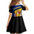 Barbados Flag and Coat of Arms Family Matching Off Shoulder Maxi Dress and Hawaiian Shirt Blue Yellow Black Design with National Symbols - Wonder Print Shop