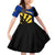 Barbados Flag and Coat of Arms Family Matching Off Shoulder Short Dress and Hawaiian Shirt Blue Yellow Black Design with National Symbols - Wonder Print Shop