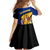 Barbados Flag and Coat of Arms Family Matching Off Shoulder Short Dress and Hawaiian Shirt Blue Yellow Black Design with National Symbols - Wonder Print Shop